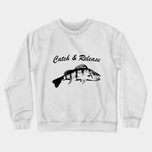 Catch and Release Series, Perch, Black color Crewneck Sweatshirt